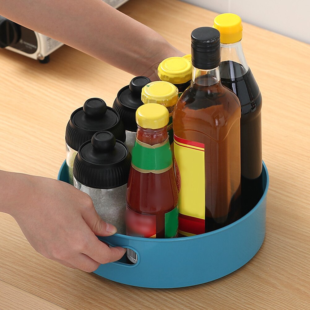 360 Rotating Round Spice Storage Rack Tray Turntable Kitchen Jar Holder Storage Box Multifunction Container OrganizerKitchenTool
