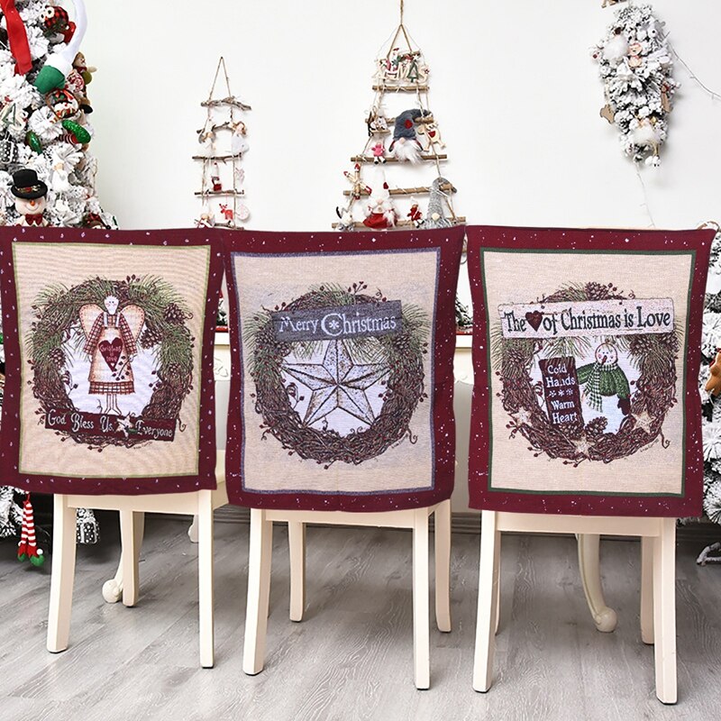 Kerststoel achterkant hoes kerstman hoed kerstversiering voor thuis kerstdiner stoel achterkant hoezen tafel feest de