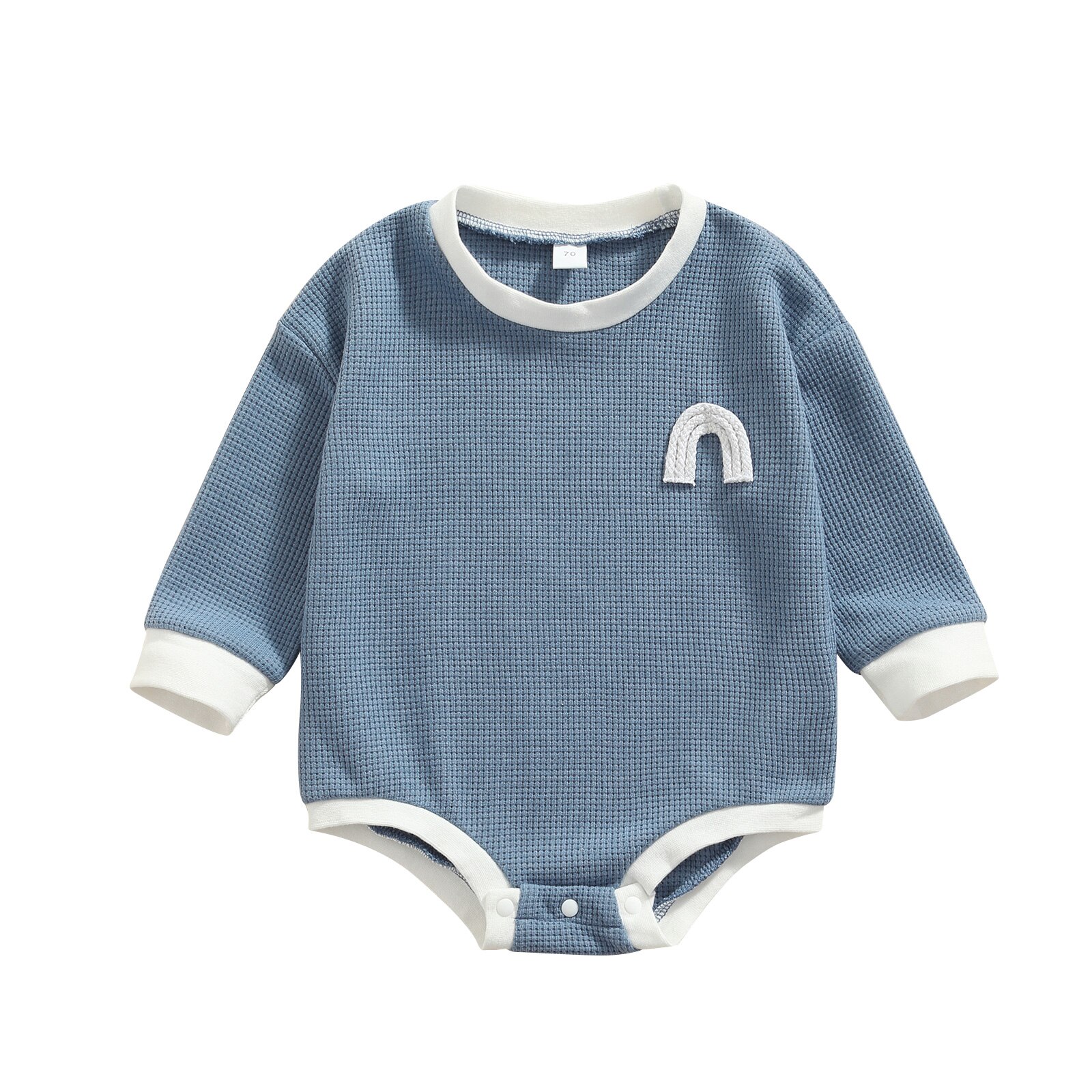 Baby-strampler mit regenbogenmuster, langen ärmeln und knöpfen, herbst-Overall, hübsche Outfits für mädchen und jungen: B / 12m
