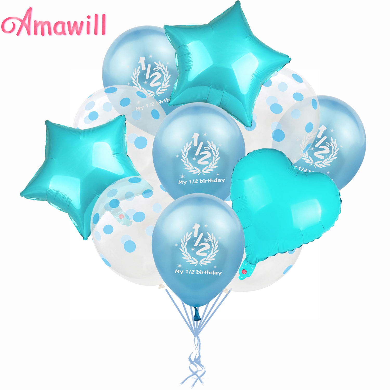 Amawill halv fødselsdag dreng 1/2 fødselsdag blå latex balloner 6 måneder fødselsdagsfest banner det er en pige/dreng dekorationer 7d