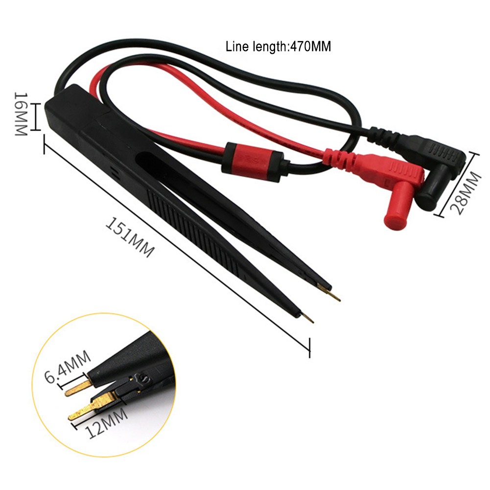 Universal 13mm Multimeter Tester Clip Meter Pen Lead Probe Tweezers Capacitor Resistance SMD Test Leads Chip LCR Testing Tool