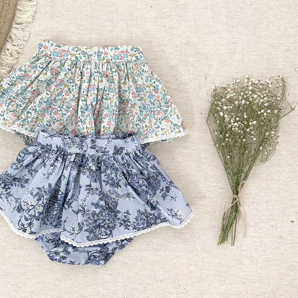 Deer jonmi 2022 primavera estate neonate pantaloncini stampati floreali increspature gonne bretelle per bambini in stile coreano