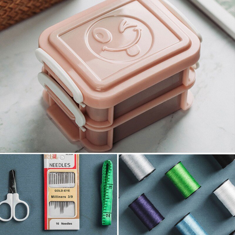 Three layers of 16 reels and sewing box treasure box set, multifunctional sewing kit, sewing thread box storage box