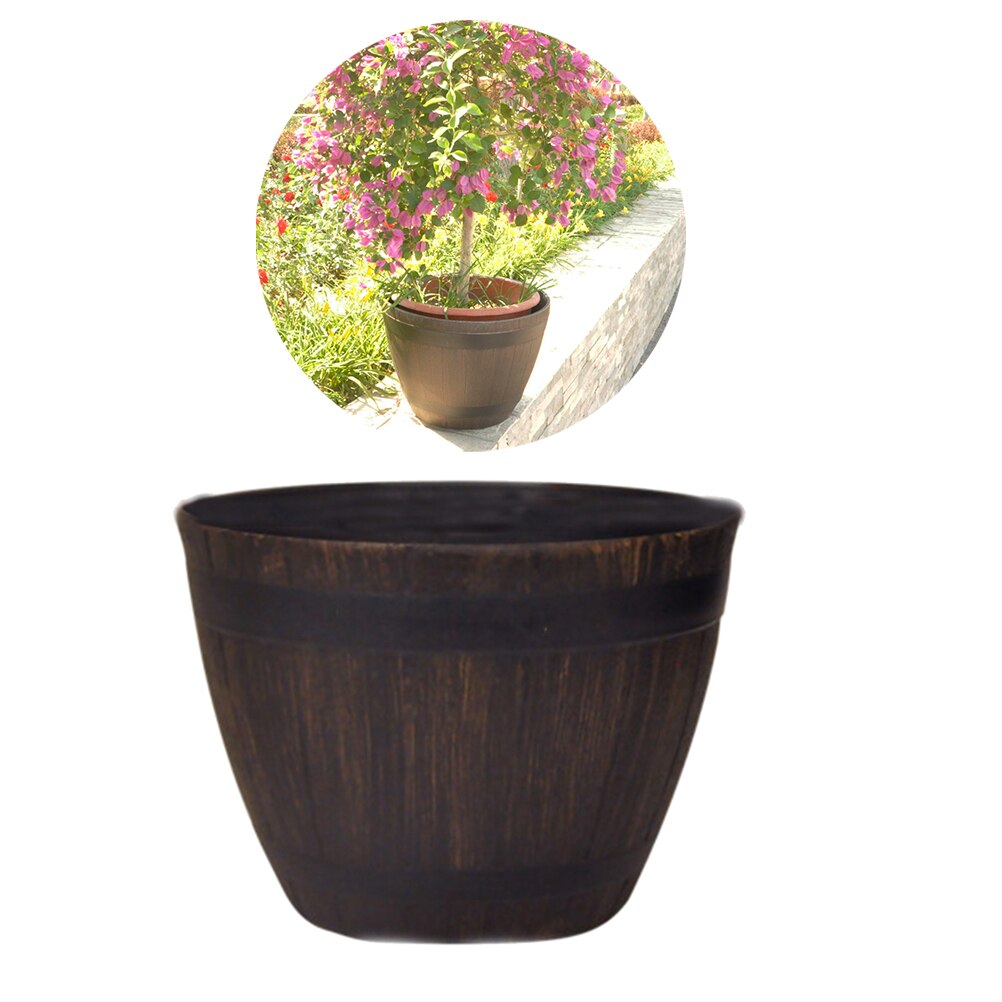 1PCS Large Tree Basin Rattan Extra Wooden Imitation Garden Bonsai Floor Outdoor Flower Barrel Pot A30