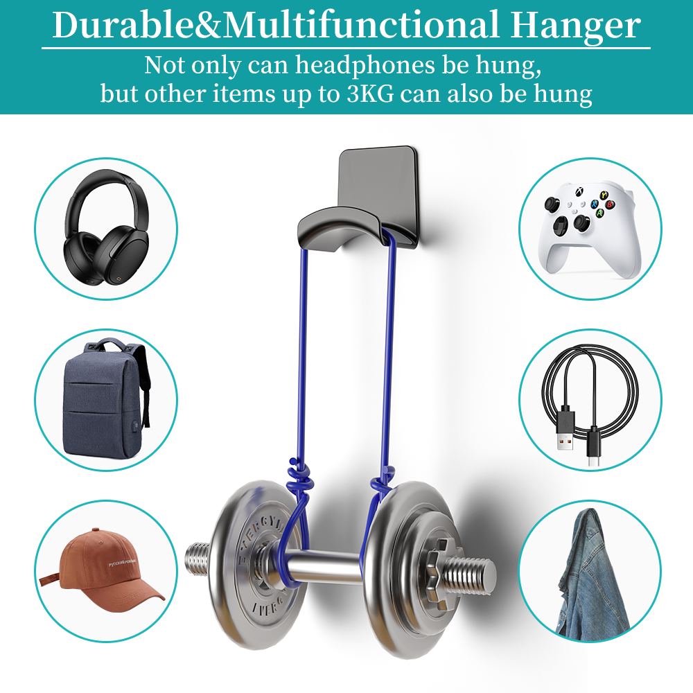 Universele hoofdtelefoonstandaard zelfklevende kunststof muurbeugel onder bureau Headset Rack Holder Ondersteuning voor gaming-oortelefoonbeugel