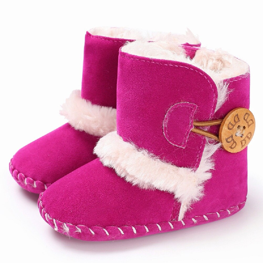 Baby Infant Winter Boots Kid Baby Girl Boy Snow Shoes Warm Soft Sole Bottom Prewalker Crib Shoes Plush Solid Cotton Boot: Red / 13-18 Months