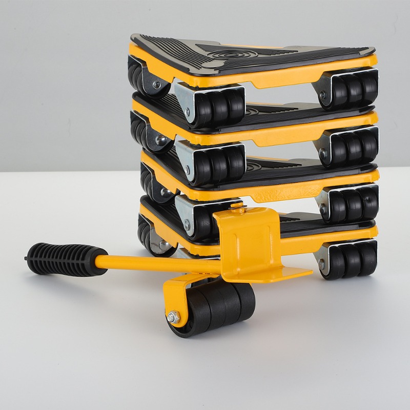 moving tool universal wheel moving artifact roller moving tool refrigerator moving bed heavy object moving 5-piece set: Yellow
