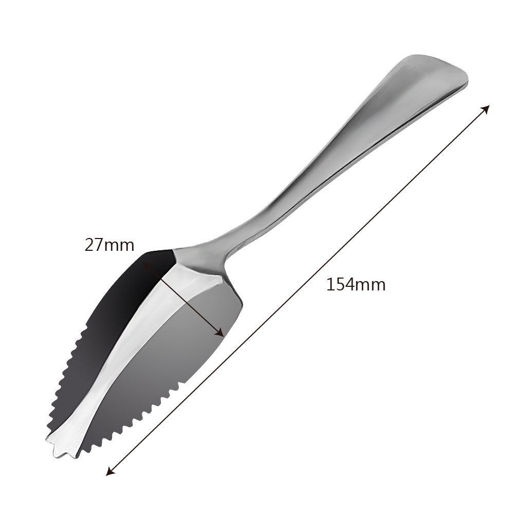 HOOMIN, cuchara para fruta, pomelo, mango largo de acero inoxidable, 15,5 cm, cuchara para té, vajilla, cubiertos, borde dentado