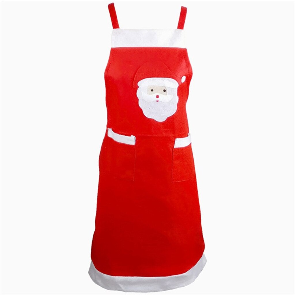 Red Christmas Aprons Adult Santa Claus Aprons Women and Men Dinner Party Decor Home Kitchen Cooking Baking Cleaning Apron 11.30