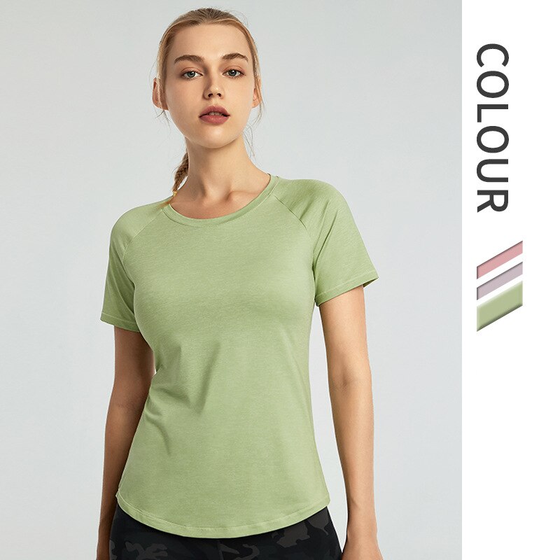 NCLAGEN Sports Top t-shirt sportive da donna manica corta Dry Fit Loose Fitness Top Running allenamento elastico palestra camicie traspiranti: green / M