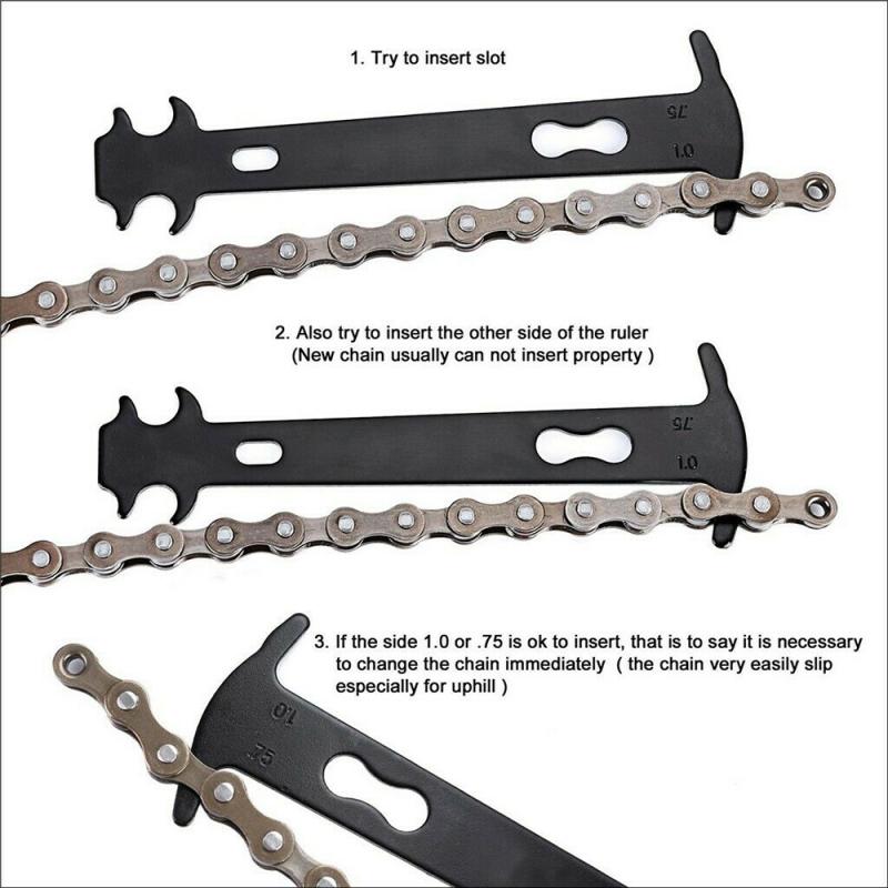 Bike MTB Chains Gauge Measurement Ruler Repair Tool Bicycle Repair Tools Bicycle Chain Wear Indicator Checker Mountain Road