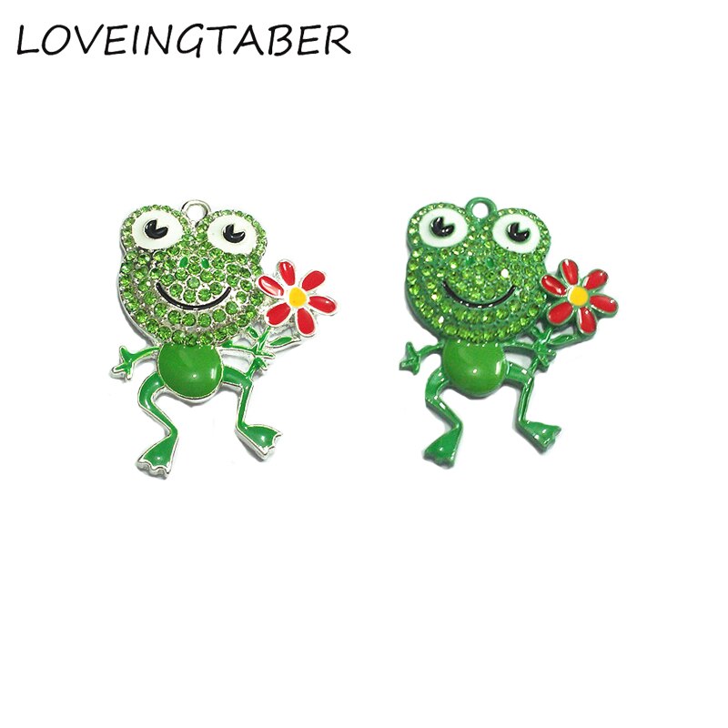 Lot de 10 pendentifs en forme de grenouille pour collier de pâques, 45x35mm, (choisissez la couleur en premier)