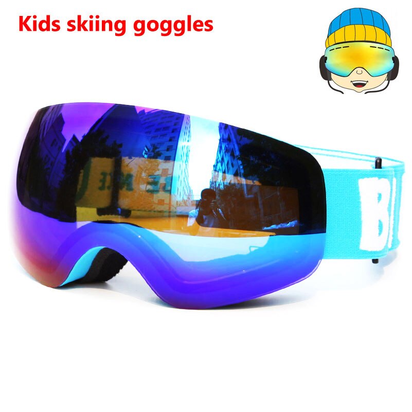 Gafas de esquí profesionales para niños y niñas, lentes de esquí para niños, doble UV400, antiniebla, máscara de Snowboard, 4-15 años
