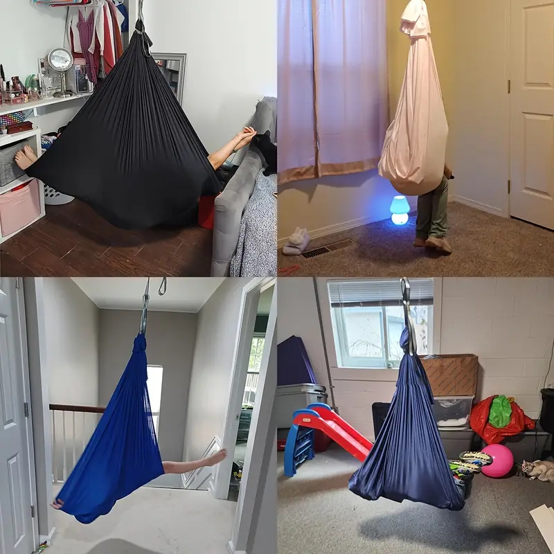 1.5*2.8m elastiska gunghängmattor för inomhus och utomhus (inklusive fästdetaljer) elastisk gunga hängande justerbar luftyoga vuxen helande hängmatta gungställning, hängmatta i elastiskt tyg. omfamna gungan, häng upp gunghängmattan, perfekt för yoga,