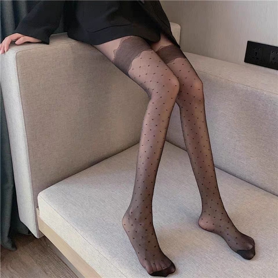 Medias con estampado de lunares para mujer, medias sexys de malla de rejilla sin costuras de nailon, negro y blanco, medias de seda para discoteca: Verde