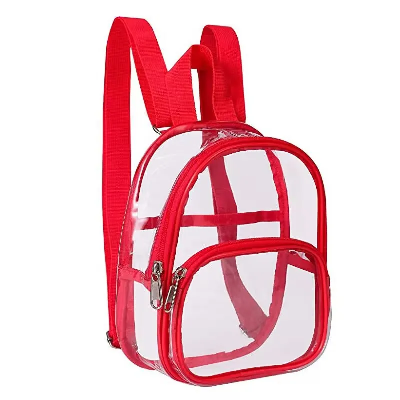 Läpinäkyvä PVC Vedenpitävä Reppu - Unisex - Rento Matka - Opiskelijat - Vetoketju: Punainen