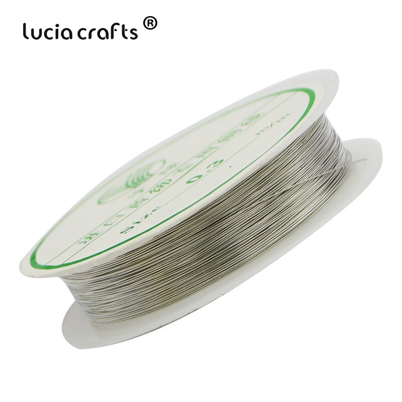 Lucia håndværk 0.3/0.4/0.5/0.8mm sliver perletråd metal håndværk ledning perle hånd tablet 1 rulle / pakke  i0204: Sølv 0.3mm