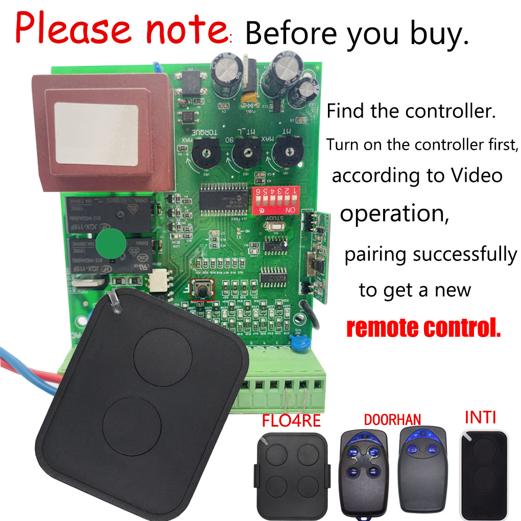 2PCS FLOR FLO2RS 433.92MHz Rolling FLO4RS ON1 ON2 ON4 INTI1L INTI2L INTI1Y INTI2Y Garage Gate Opener Remote Control
