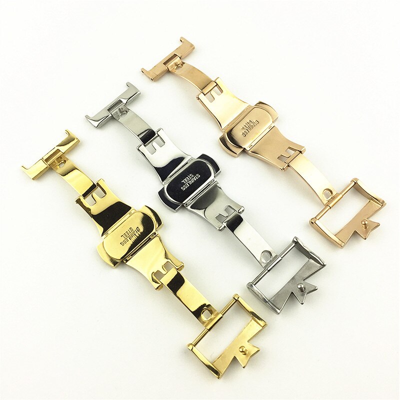 Watchband Clasp For Watch Band 18mm 20mm Butterfly Buckle Stainless Steel Clasp Strap Solid Belt Double Push Button Buckle Clasp