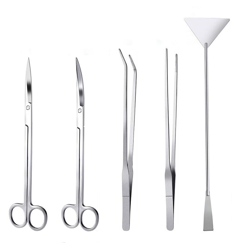 3/5pcs Aquarium Tank Tools Kit Aquascaping Fish Tank Aquatic Plants Long Tweezers Scissors Stainless Steel Maintenance Tools: Tool kit 05