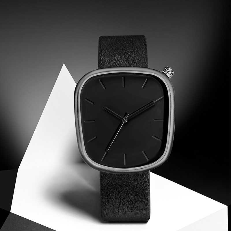 Tomi herr minimalistisk klocka mångsidig herr- och damklocka fyrkantig skala svartvit premium kvartsklocka