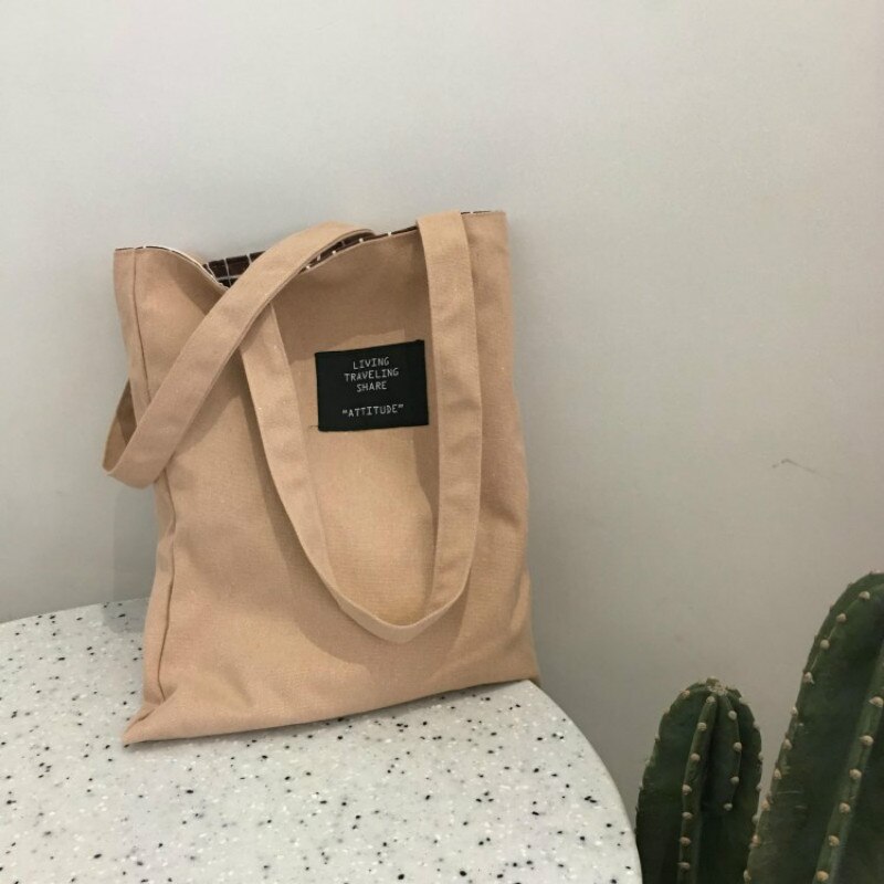 Bolso de lona informal para mujer, bolsa de compras reutilizable a cuadros de gran capacidad, bolsos de uso diario, bolso de compras de doble cara