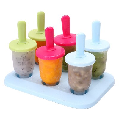 6 Cells Round Shape Summer Accessories Food Grade Lolly Mould DIY Ice Cream Maker Popsicle Molds Dessert Molds Kitchen Tools: 06