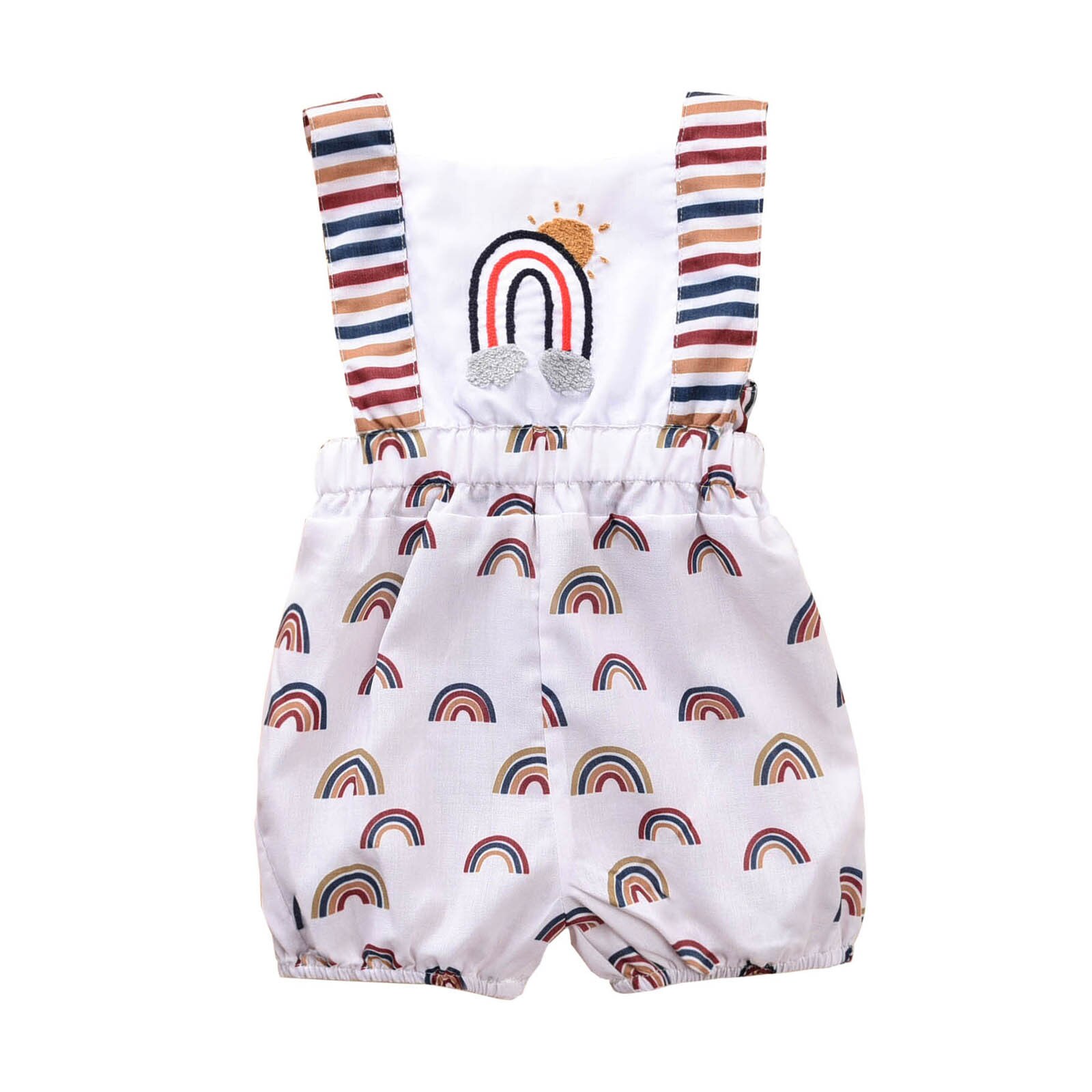 Pasgeboren Baby Jongen Meisje Regenboog Print Romper Mouwloos Backless Jumpsuit Bodysuit Zomer Rompertjes Voor Pasgeborenen: WHITE / 80