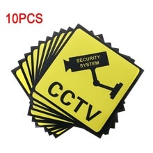 10Pcs Waarschuwing Stickers Cctv Security System Self-Garenloos Veiligheid Label Tekenen Decal 111Mm Waterdichte Hm