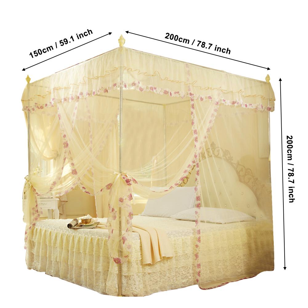 Luxe Prinses Hemelbed Gordijnen 3 Side Openingen Post Bed Gordijn Canopy Netting Klamboe Beddengoed Geen Beugel Thuis Leveranties