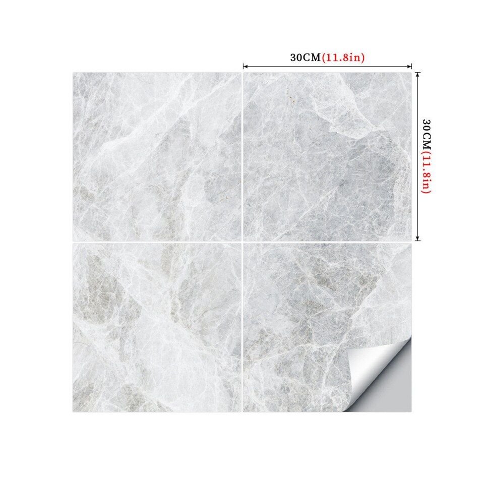 4 stk/sett grå marmor fliser klistremerker for kjøkken backsplash bad vegg gulv dekor tapet skrell &amp; stick vinyl dekorativ film