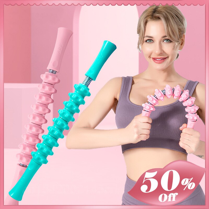 Foot Massager Bendable Massage Stick Yoga Roller Massager Fitness Multifunction Column Arm Leg Muscle Relaxation Pain Relief