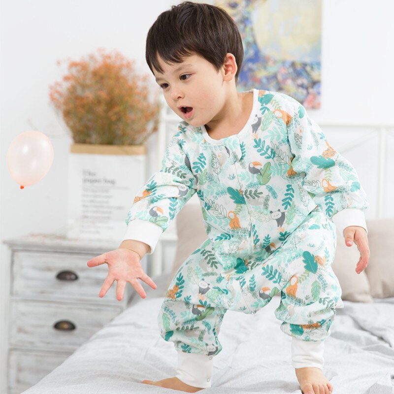 4 Layer Slaapzak Kids Eeved Bamboe Katoen Split-Been Slaapzak Voor Zuigelingen Peuters Wearable Deken Envelop Meisjes jongens