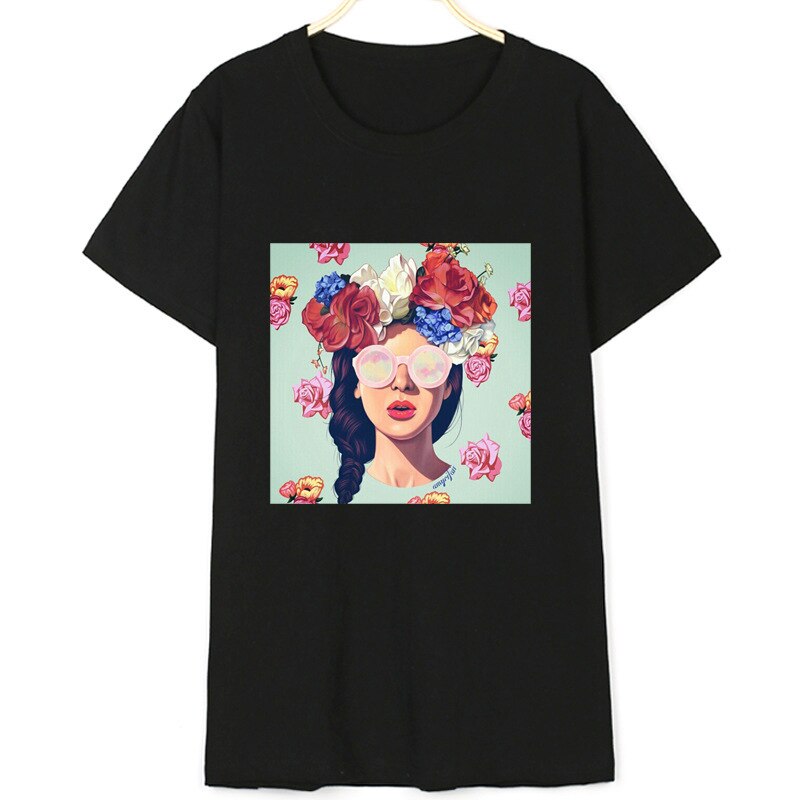 Sommer t-shirts kvinder 3 søde print t-shirt femme harajuku vogue t shirt toppe streetwear sjove t shirts kyku pige t-shirts: Sort / Xxl