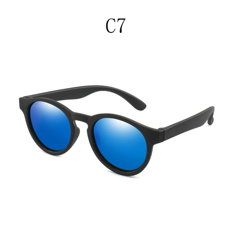 Gafas de sol polarizadas de goma niños TR90 niños niñas espejo Polaroid gafas de sol gafas de seguridad de silicona para niños bebé UV400: KPR07-C7