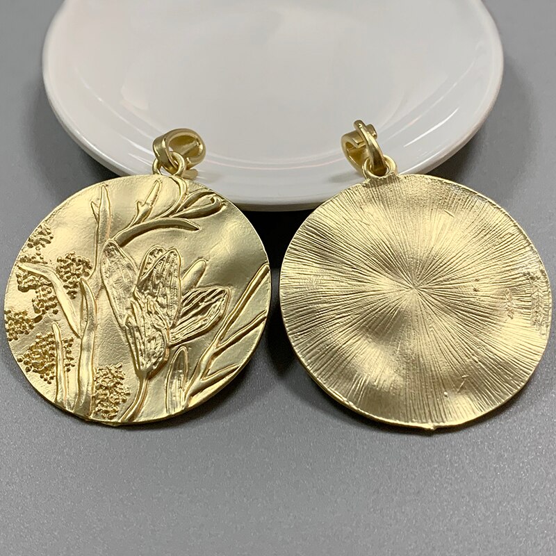 1 piece large matte gold boho locket flower round charm pendant for necklace jewelry making accessory r 72 x 55mm