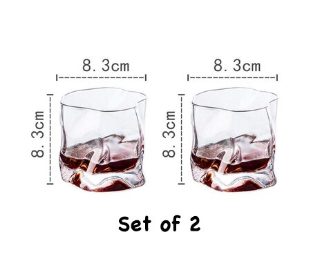 2 PCS 250ml Distorted Shape Whisky Glasses Old Fashioned Glass Water Glass,Juice Glass Set of 2: Clear set of 2