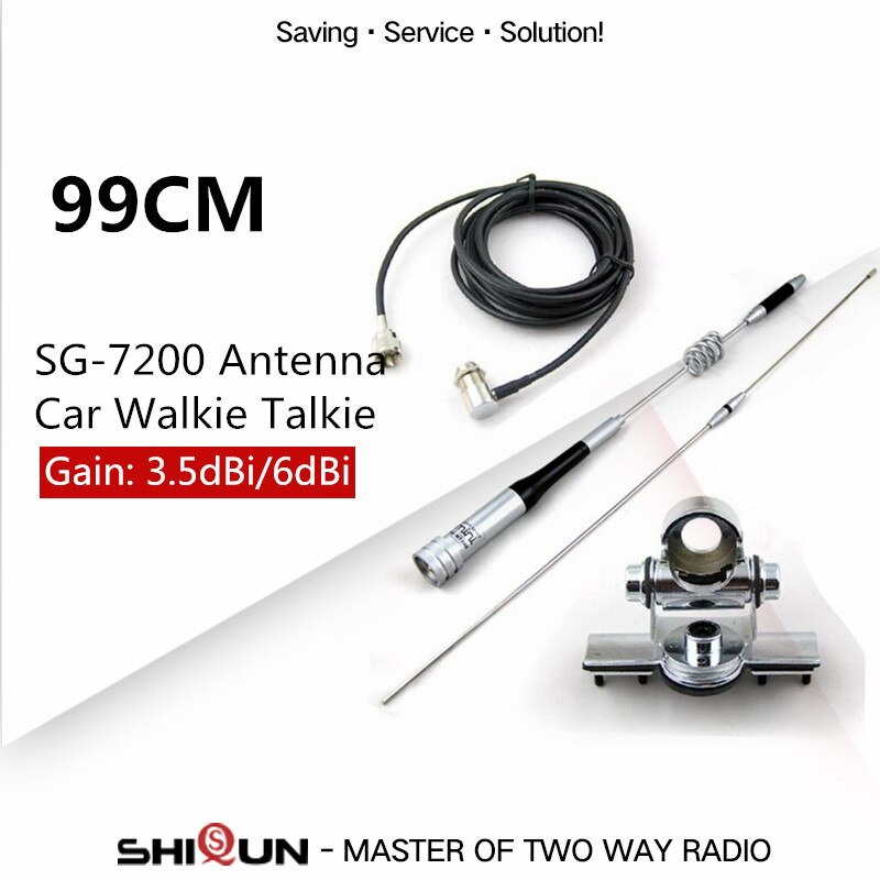 Mobile Antenna UHF/VHF Dual Band SG-7200+Car Clip Mount RB-400+5M Cable or Base For Ham Car Radio BJ-218 KT-7900D Walkie Talkie