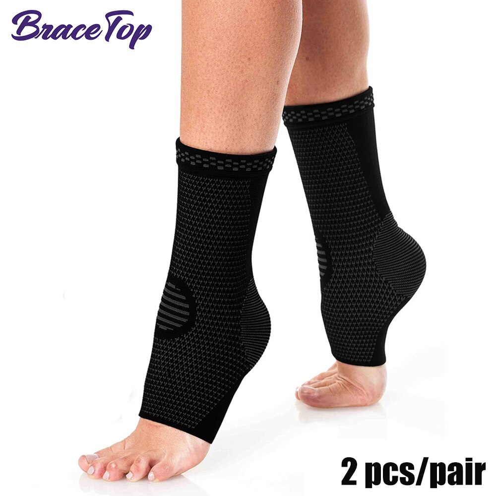 BraceTop Knöchel befestigen Kompression Ärmel, entlasten Achilles Tendonitis, gemeinsam Schmerzen, Plantar Fasciitis Fuß Socke Pro Hacke Sporn Schmerzen: Schwarz Knöchel befestigen / XL