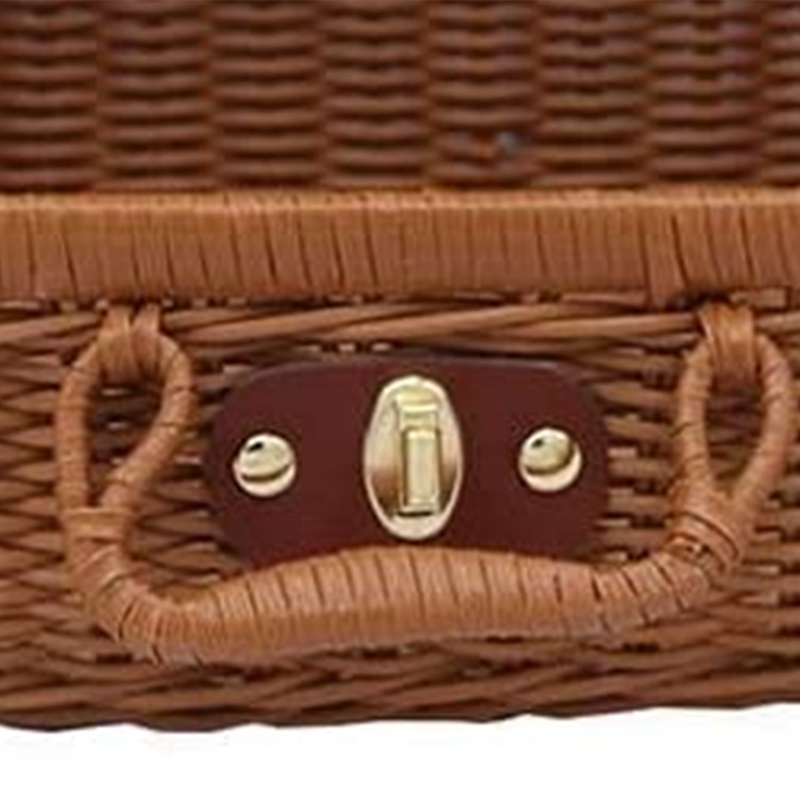 Picknickmand, Geweven Rieten Vintage Koffer Geweven Opslag Mand Rotan Opslag Case Picknick Weave Wasmand