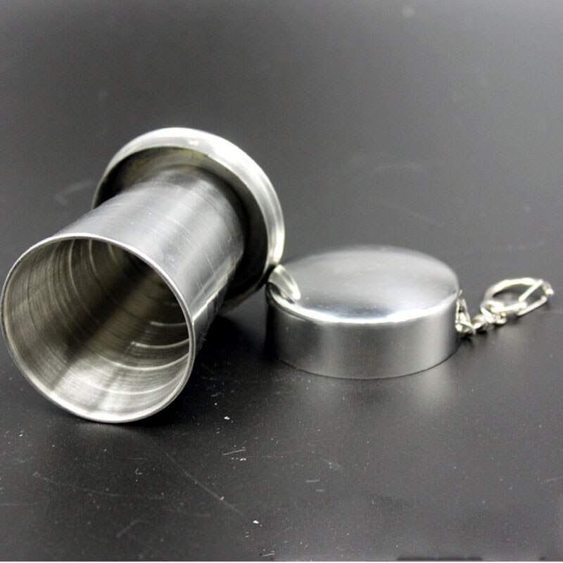 Stainless Steel Collapsible Cup Folding Outdoor Travel Sport Water Cup Portable Coffee Mug With Keychain Demountable Metal Cups: 150ML