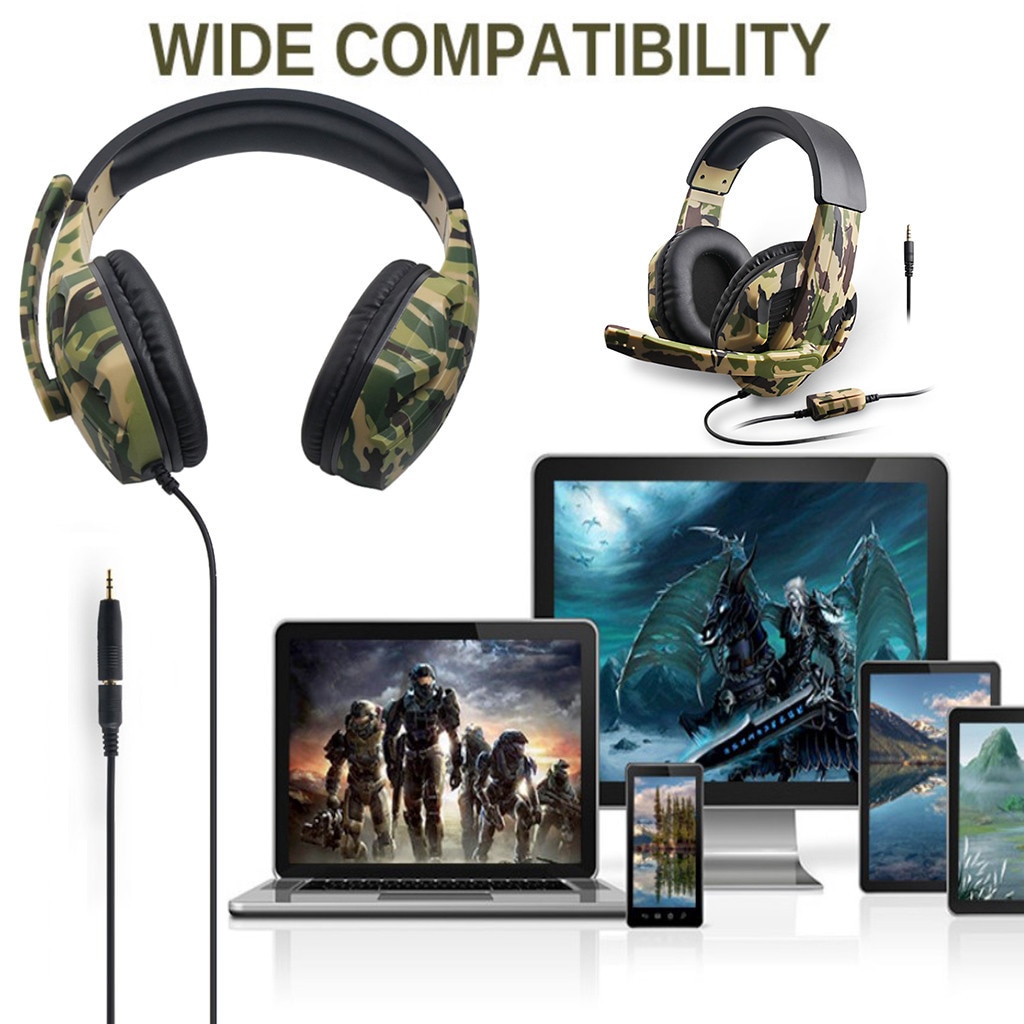 Gaming Headset For Internet Bar Camouflage PS4 PC Gaming Headset Headset with Mic Laptop Phone Camouflage Headphones: Default Title