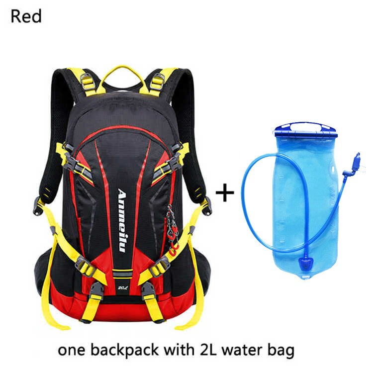 Udendørs 20l vandtæt rygsæk, bjergvandring rygsække camping rejsetasker til mænd, klatring cykel rygsæk med regntæppe: Rød med vandpose