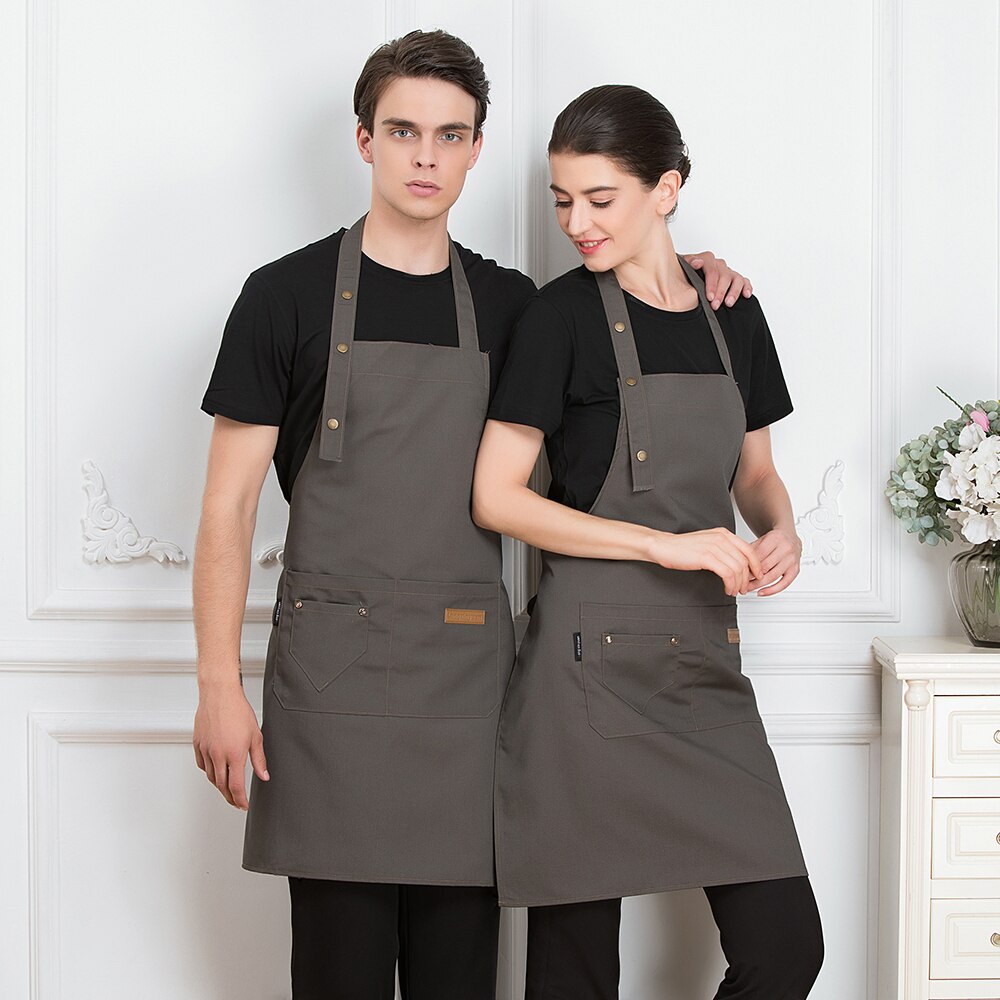 Delantal ajustable con cuello colgante para Chef de restaurante, bata para hombre y mujer, uniforme de cocina para el hogar, delantal de trabajo para camarero