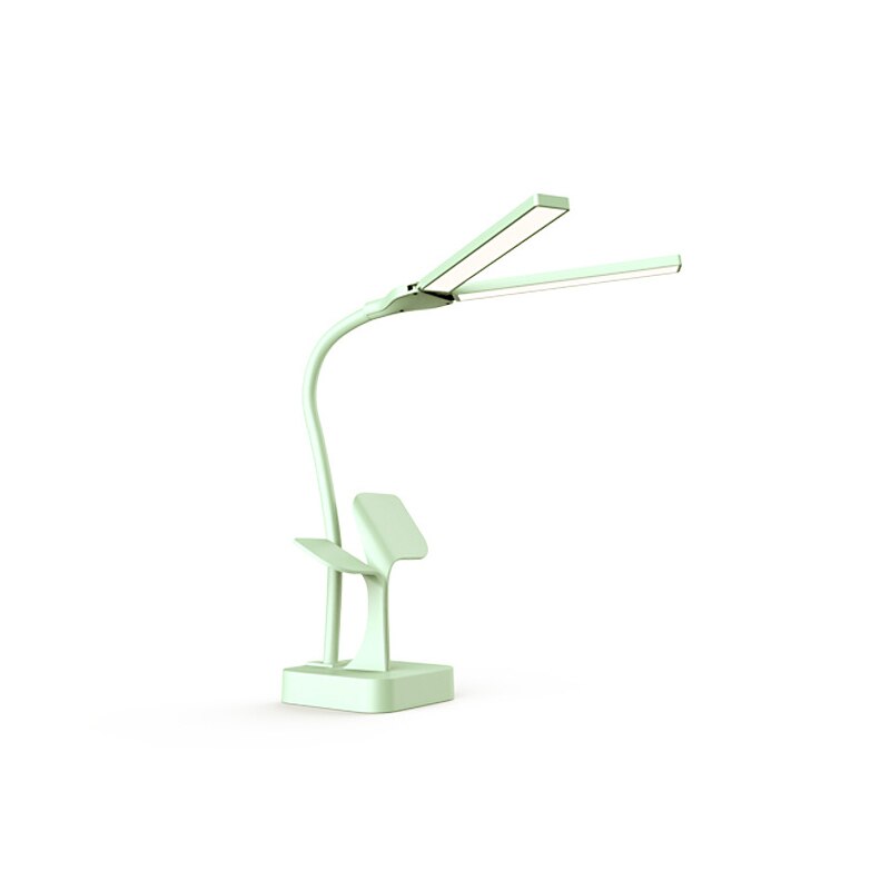 Lampe de lecture de bureau réglable en continu double tête commutateur tactile rotatif LED lampe de Table USB charge Protection des yeux lampe de Table: green