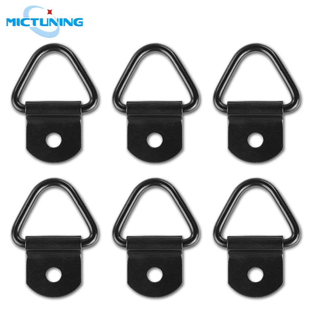MICTUNING 6pcs 2" Diameter Black Steel for Truck Bike ATV Cargo Tie-Down Anchors with Bolting Hole V-Ring Bolt-on Trailer Anchor