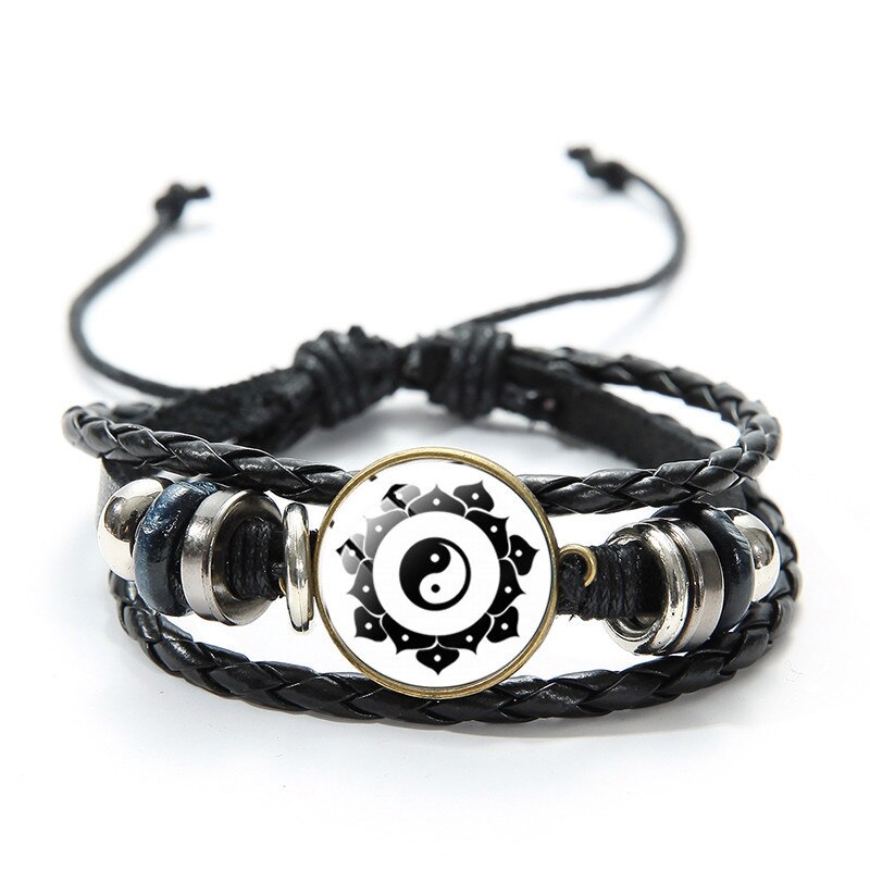 Steampunk Gear Yin Yang plecione skórzane bransoletki dla kobiet mężczyzn Tai Chi drzewo życia artystyczny wzór szklaną kopułą Charm bransoletka: Style 17