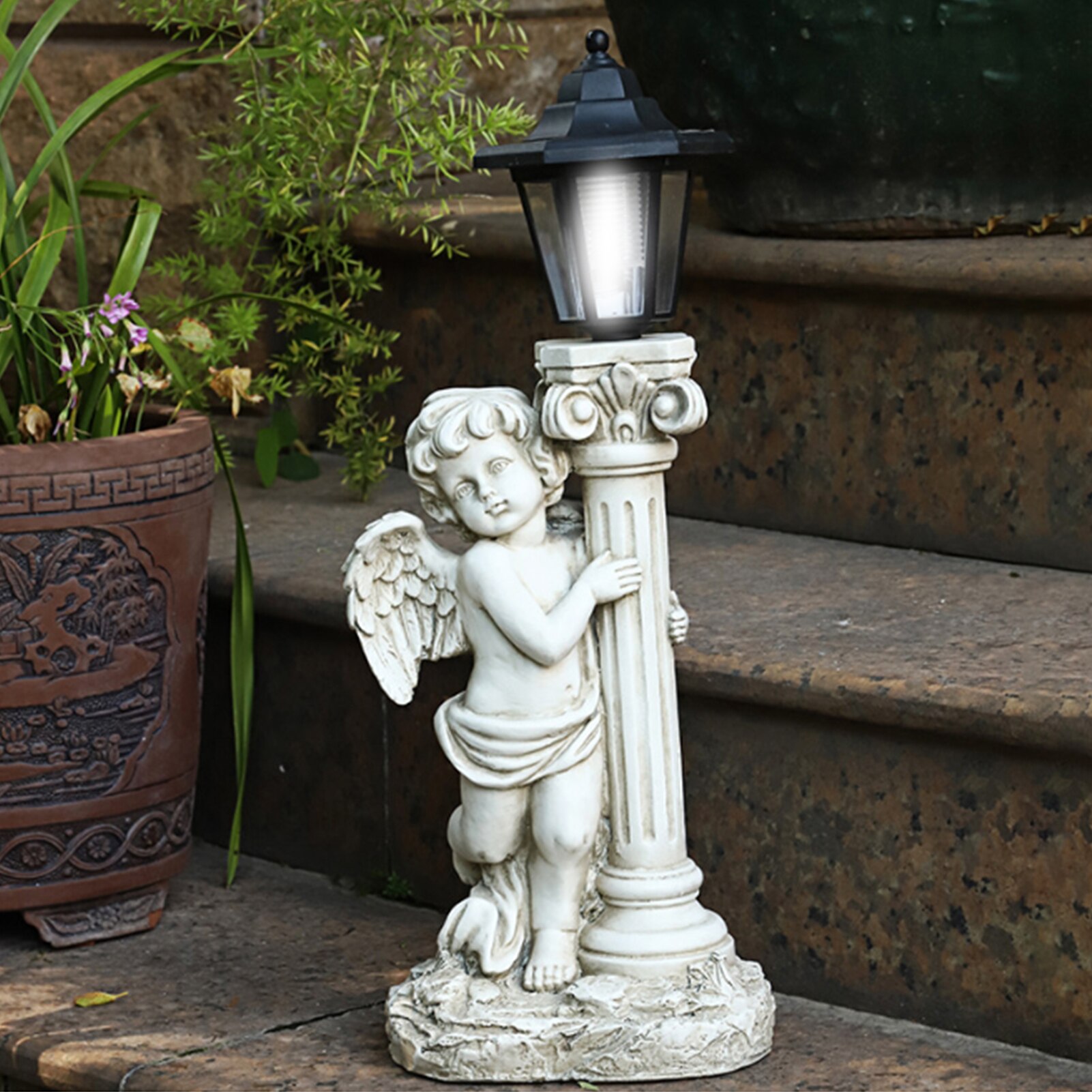 Antique Angel Garden Decoration Resin Ornamentsindoor And Outdoor Solar Angel Landscape Decoration Handicraft For