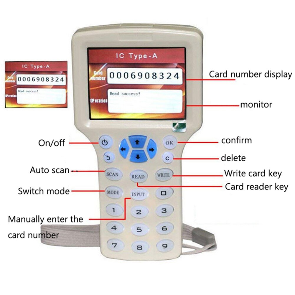 RFID NFC IC ID Reader Frequency RFID Access Control Card Duplicator Cloner NFC Encryption Card Writer Smart Key Copier