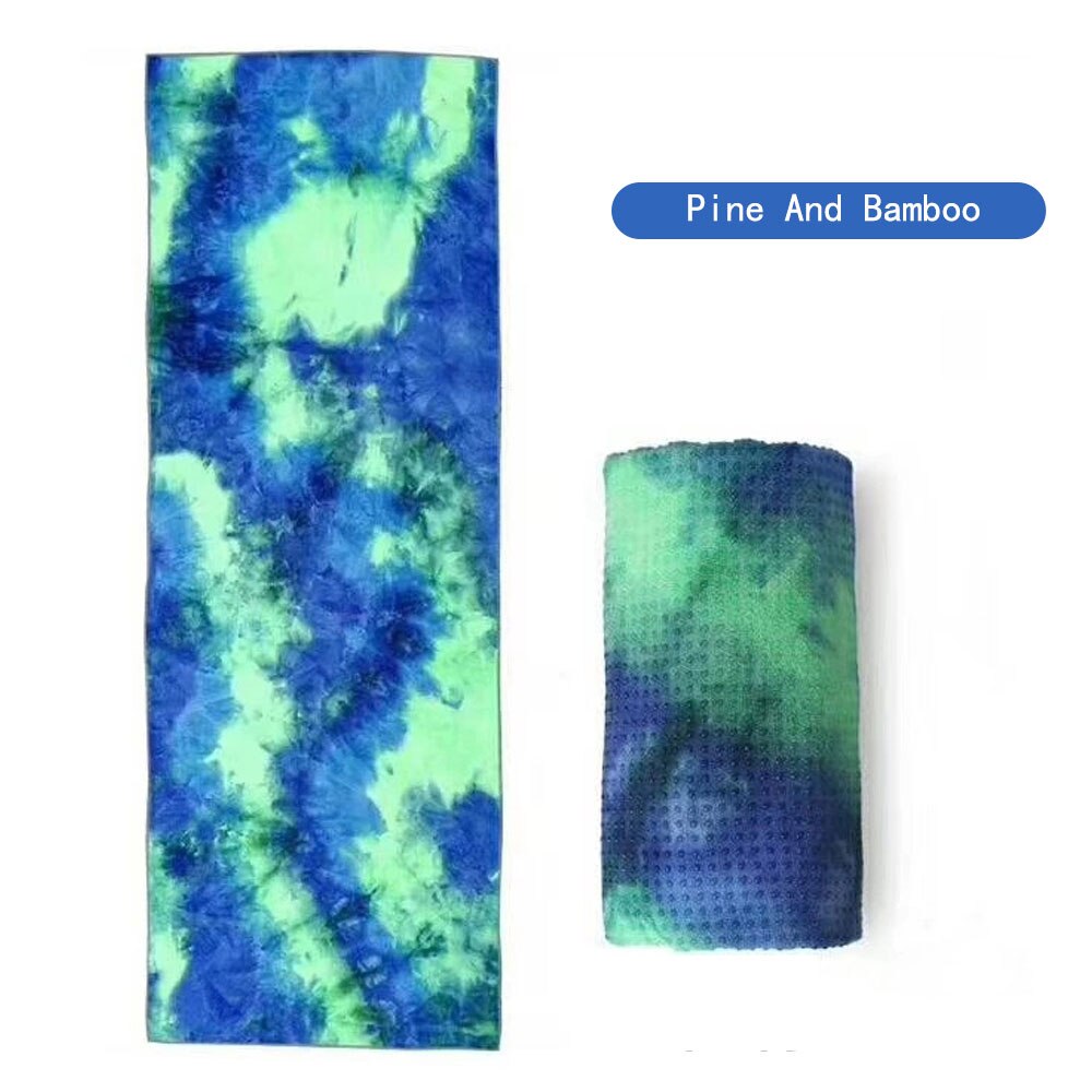 Moonglade yogamåtte yoga forsyninger tie-dye yoga håndklæde sports håndklæde farverigt trykt tæppe håndklæde tykkere skridsikker 183cm*63cm: Fyr og bambus